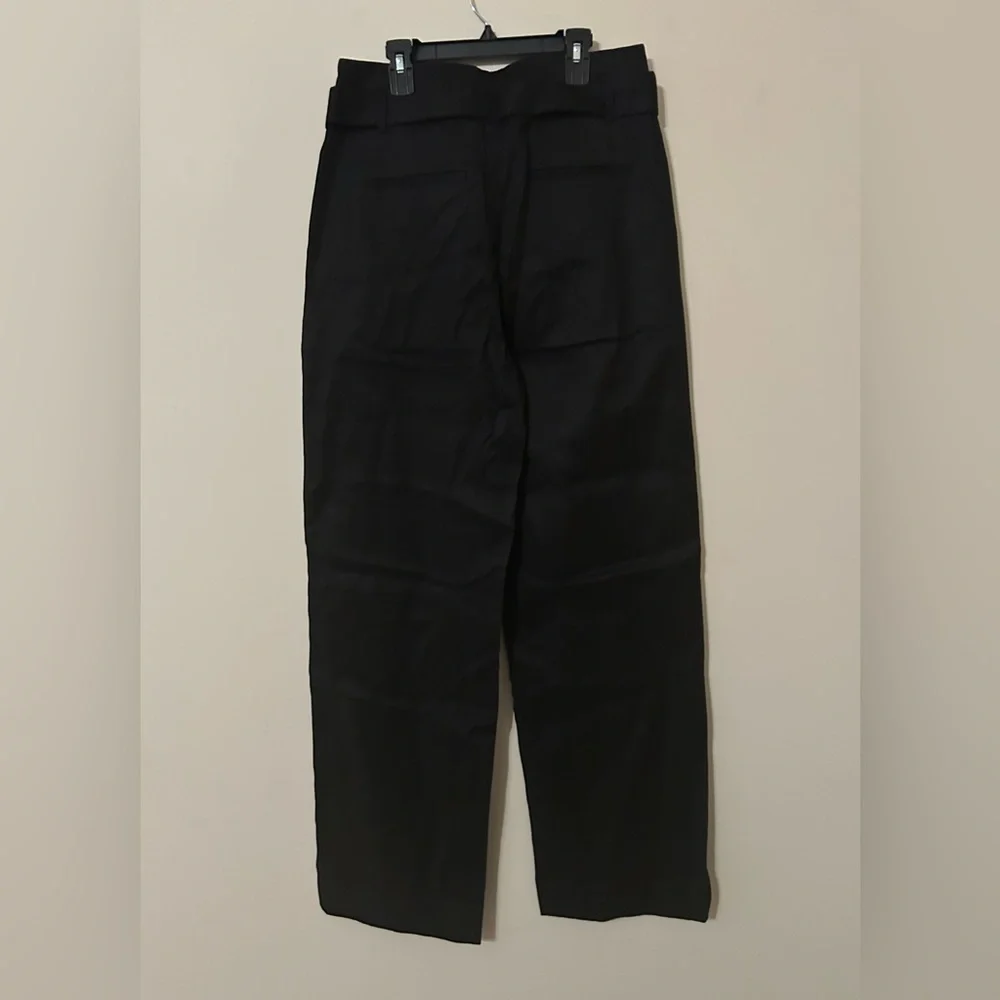 Banana Republic Wide-Leg Linen-Cotton Pant Size 8L Black NWT